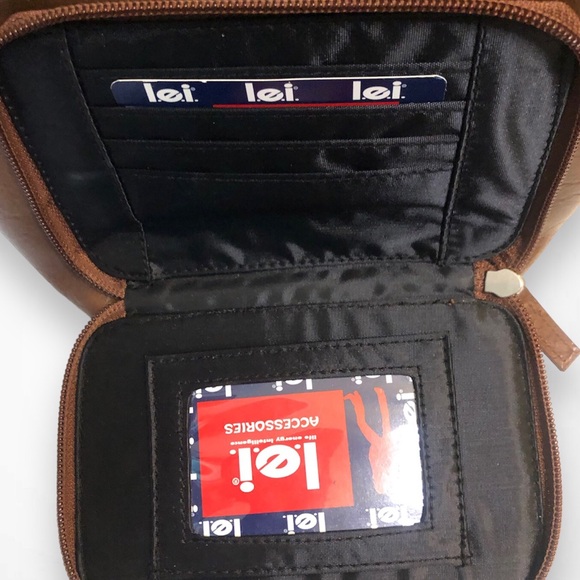 Y2K LEI Brown Faux  Leather Laced Studded Mini Bag Purse Handbag Boho Western - Picture 6 of 7